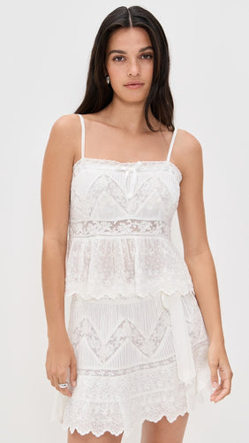 LoveShackFancy Rowina Top in Optic White