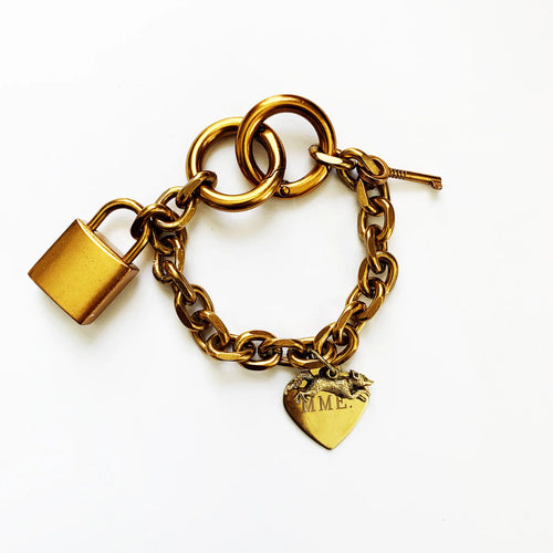MME.Mink Charm Lock Bracelet in Gold