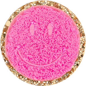 Stoney Clover Mini Glitter Varsity Smiley Face Patch in Bubblegum