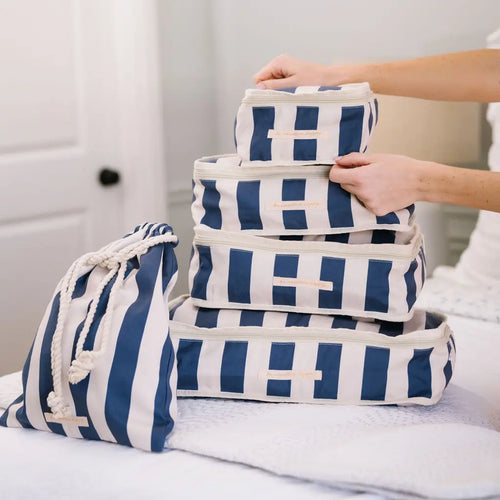Navy Stripe Packing Cube Set