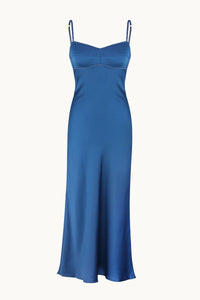 anna october hydra silk slip dress Anna October Waterlily Blue Dress Satin Slip Midi Dress