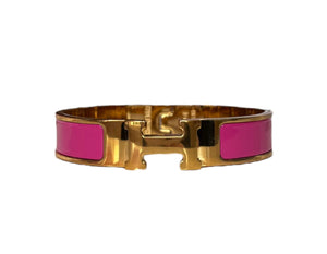 Gold Hermes Bracelet in Hot Pink