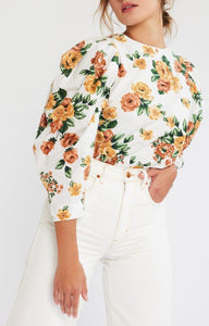 Mille Lila Top in Antique Rose Floral