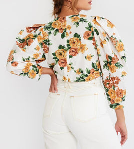 Mille Lila Top in Antique Rose Floral