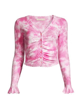 LoveShackFancy Aldridge Cardigan in Hot Pink Hand Dye