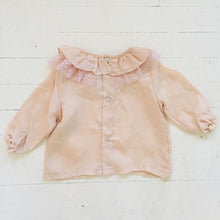 Poeme & Poesie Heirloom Blouse with ruffle collar & Tulle Lace in Peach