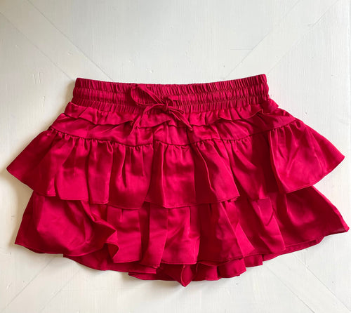 Mitylene Ruffle Skirt in Red