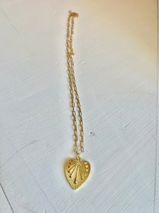 Gold Chain Necklace with XLarge Gold Heart