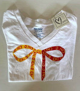 Chi Omega Handpainted Bow Tee