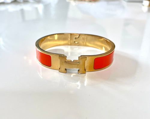 Gold Hermes Bracelet in Orange