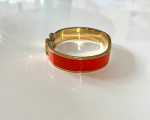 Gold H Cuff Bracelet in Orange