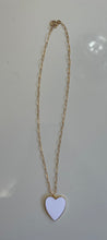 Gold Chain Necklace with Large White Heart