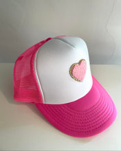 Pink and White Trucker Hat with Pink Heart