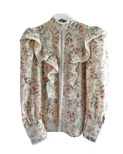 Andion Claudia Blouse in Neutral Multi Floral