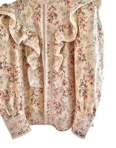 Andion Claudia Ruffle Blouse in Cream Floral