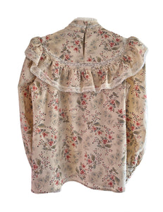 Andion Claudia Ruffle Blouse in Cream Floral