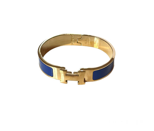 Gold Hermes Bracelet in Royal Blue