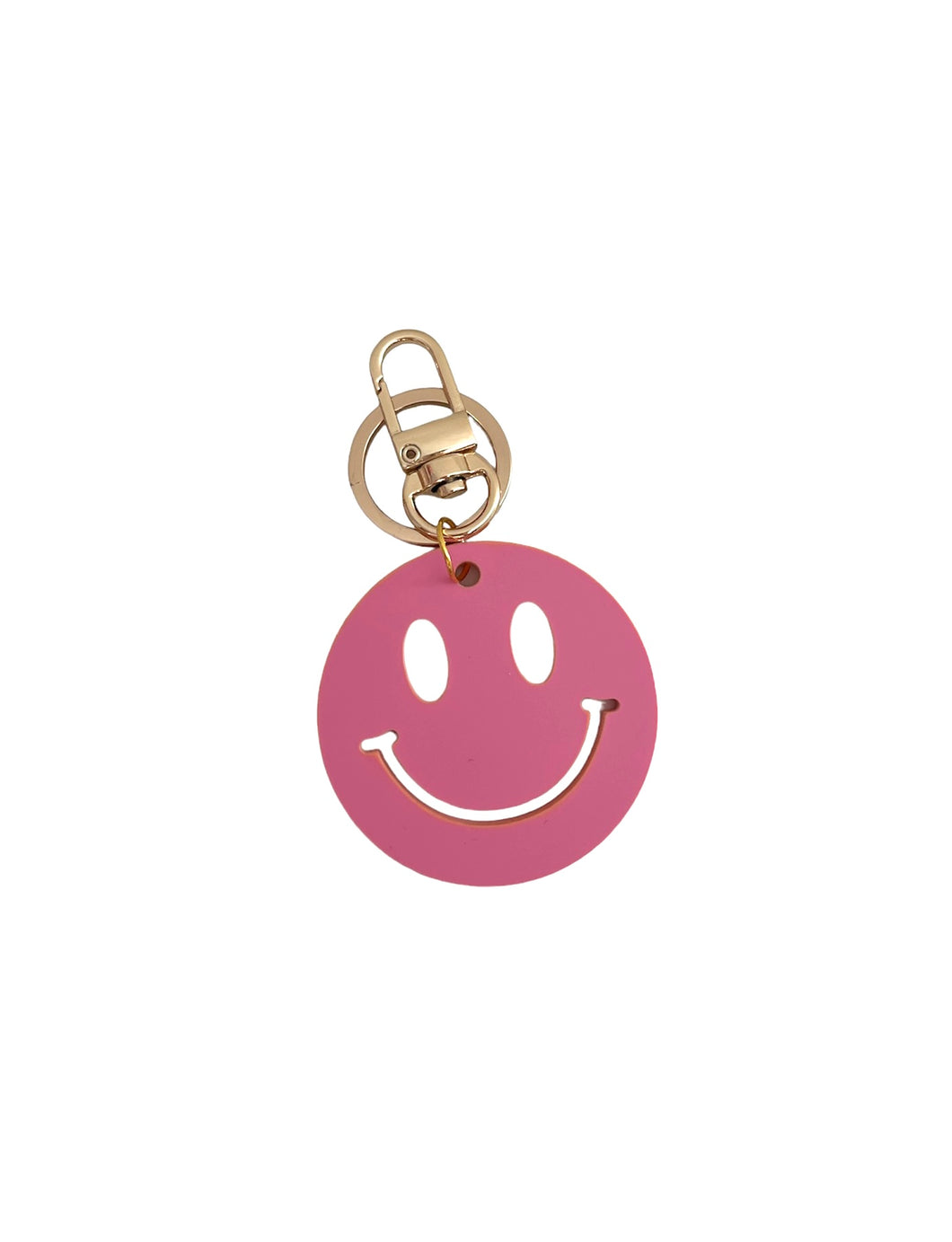 Mitylene Smiley Keychain in Bubblegum Pink