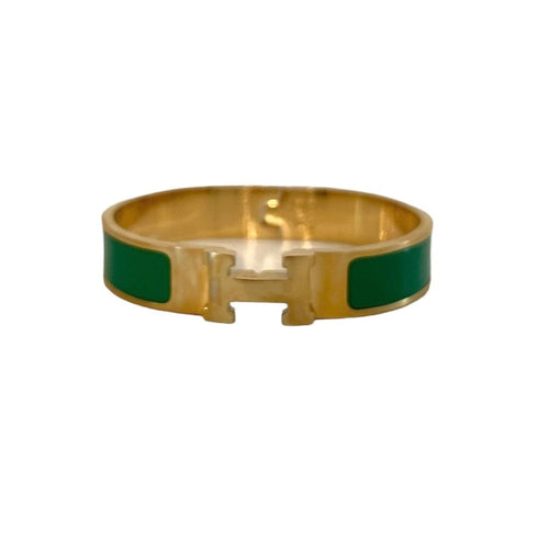 Gold Hermes Bracelet in Green