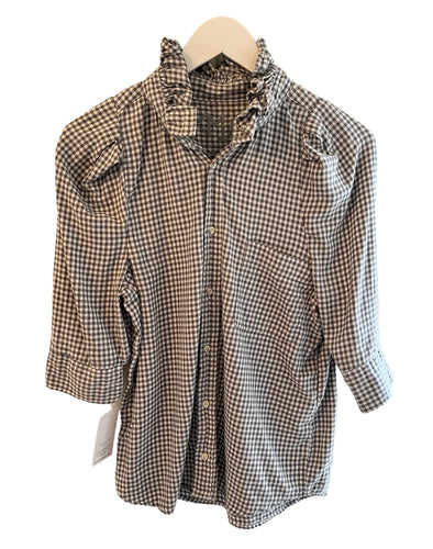 ReWorked Bontina Top in Gray / White Gingham