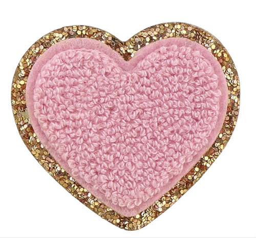 Stoney Clover Glitter Heart Patch in Flamingo