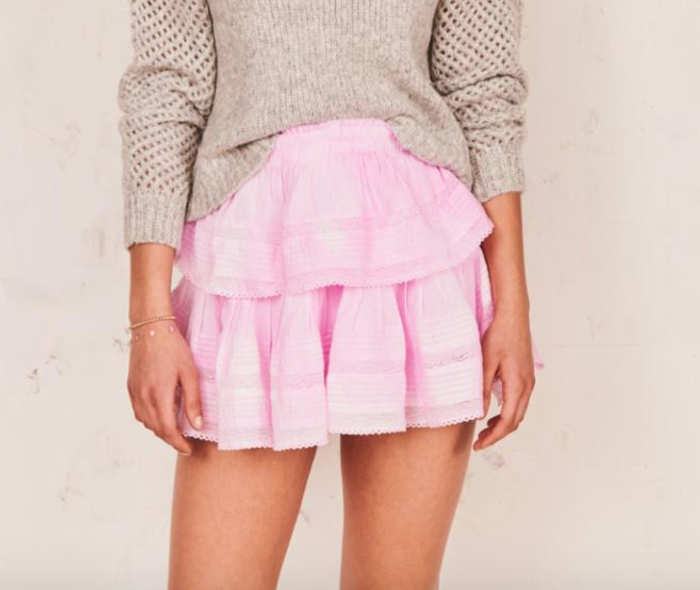 LoveShackFancy Ruffle Mini Skirt Peony Pink