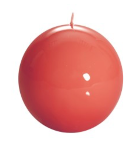 Lacquered Candle Sphere in Coral