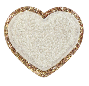 Stoney Clover Glitter Heart Patch in Blanc