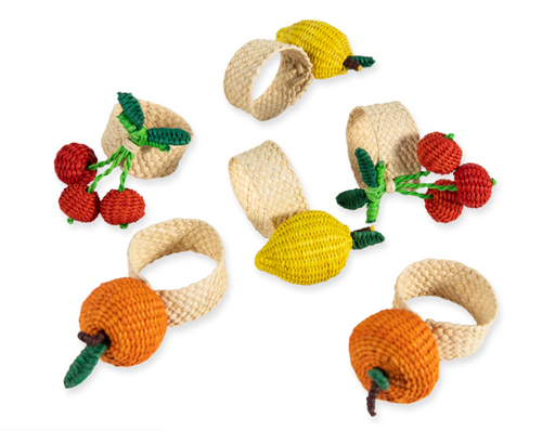 Raffia Fruit Basket Napkins Rings