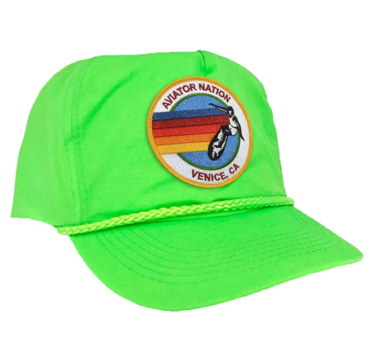 Aviator Nation Vintage Venice Nylon Trucker Hat in Neon Green