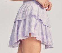 LoveShackFancy Ruffle Mini Skirt in Violet Splash Hand Dye