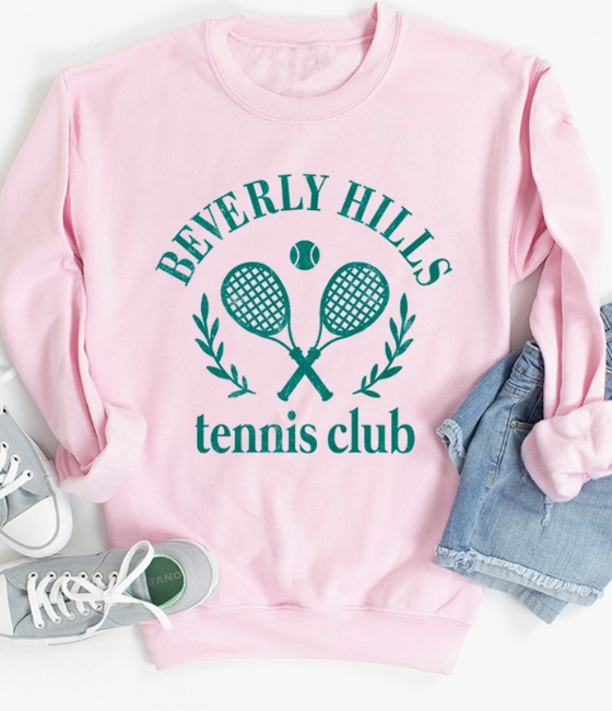Mitylene Beverly Hills Tennis Club Sweatshirt in Light Pink