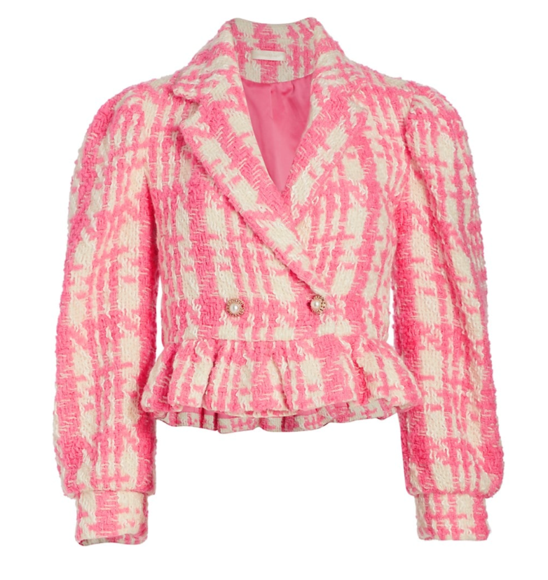 LoveShackFancy Braelynn Crop Jacket in Majestic Pink