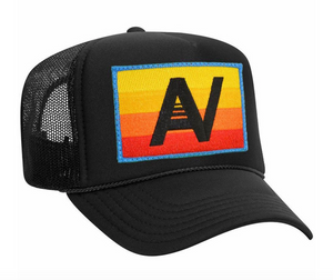 Aviator Nation Rainbow Logo Trucker Hat in Black