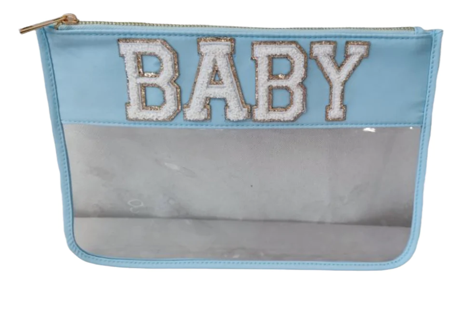 Nylon Baby Clear Pouch Cosmetic Bag in Light Blue