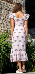 Place Nationale La Lavande Sleeveless Maxi Dress in Palm Tree Printed Linen