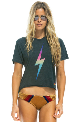 Aviator Nation Bolt Boyfriend Tee in Rainbow Pink